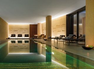 Indoor swimming pool at Bulgari Hotel, Milan, Italy