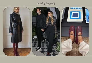 @ellamcgaw, @monikh, and Sofia Richie Grainge wearing burgundy shoes