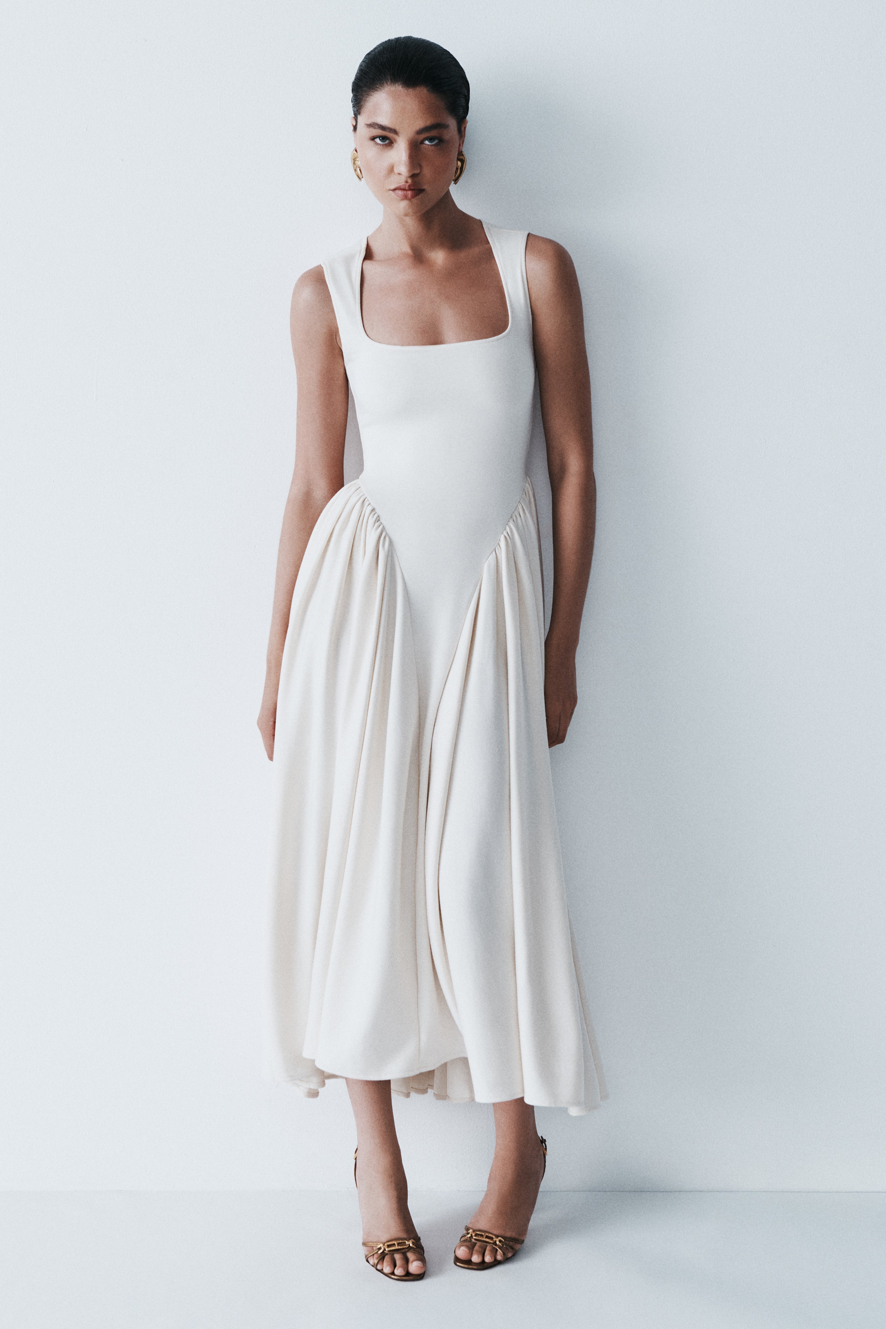 Sharon Scuba Jersey Midi Dress - Ivory Xxs