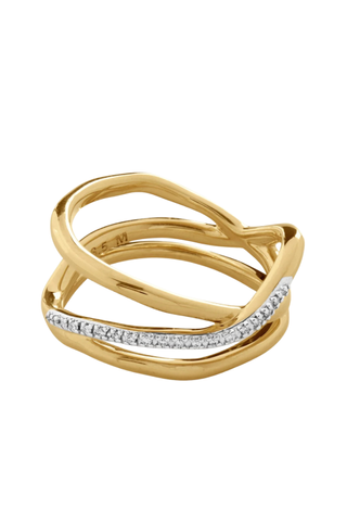 Gold Vermeil Riva Diamond Pre-Stacked Ring - Diamond