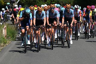 CHIAVARI, ITALY - MAY 20: (L-R) Connor Swift of Great Britain, Filippo Ganna of Italy and Embret Svestad-Bardseng of Norway and Netcompany INEOS Cycling Team compete during the 109th Giro d'Italia 2026, Stage 11 a 195km stage from Porcari to Chiavari / #UCIWT / on May 20, 2026 in Chiavari, Italy. (Photo by Dario Belingheri/Getty Image)