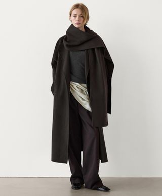 Massimo Dutti, Wool Blend Coat With Scarf