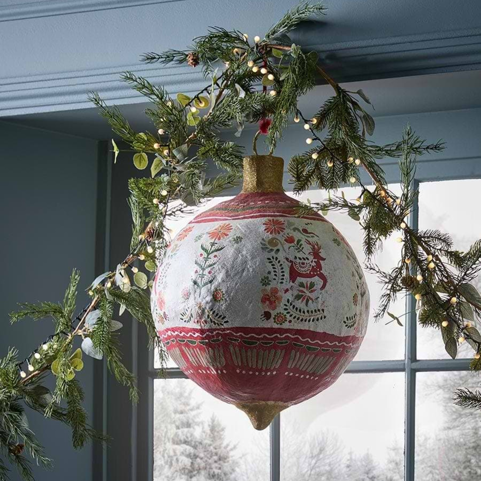 Cox &amp;amp; Cox Rustic Noel Paper Mache Bauble -Extra Large
