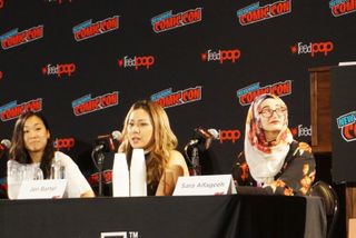 Illustrators Sara Alfageeh, Jen Bartel and Cryssy Cheung discussed their contributions in "Star Wars: Women of the Galaxy" at a panel hosted at New York Comic Con on Oct. 4, 2018.