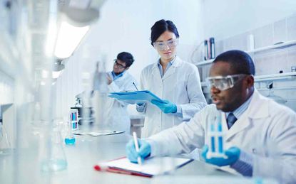Biotech workers in a lab
