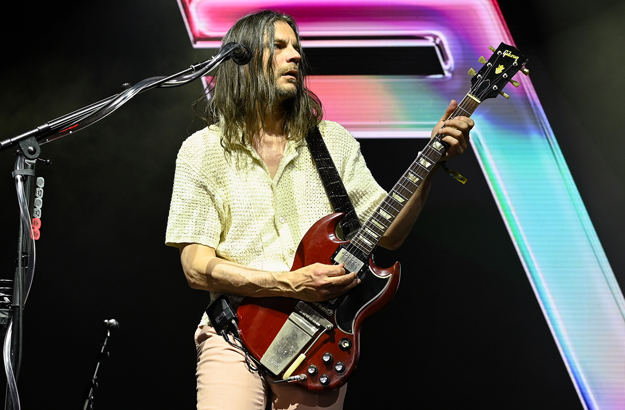 Brian Bell of Weezer at the 2025 Coachella Valley Music And Arts Festival on April 12, 2025 in Indio, California.
