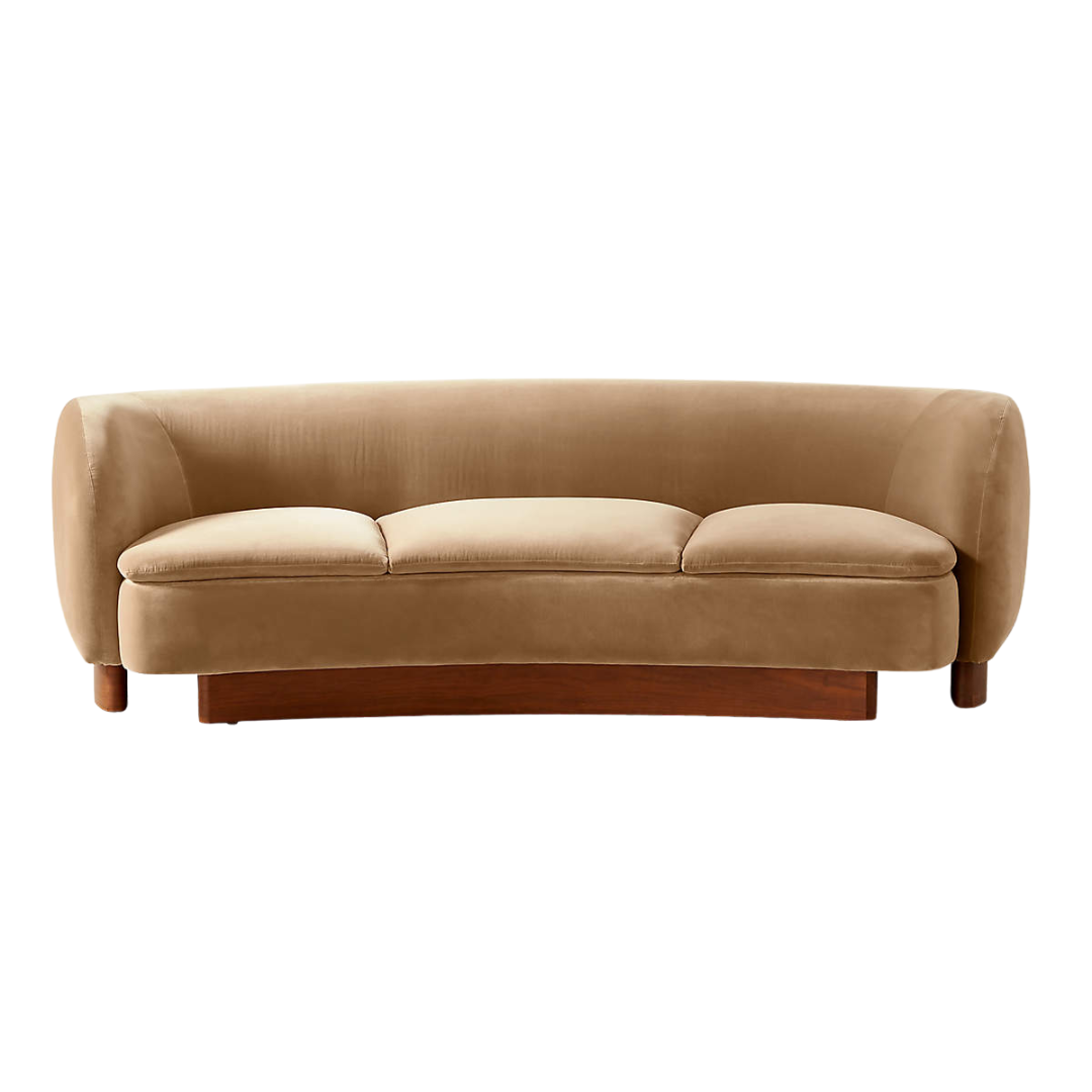 Muir 90" Camel Velvet Curved Sofa
