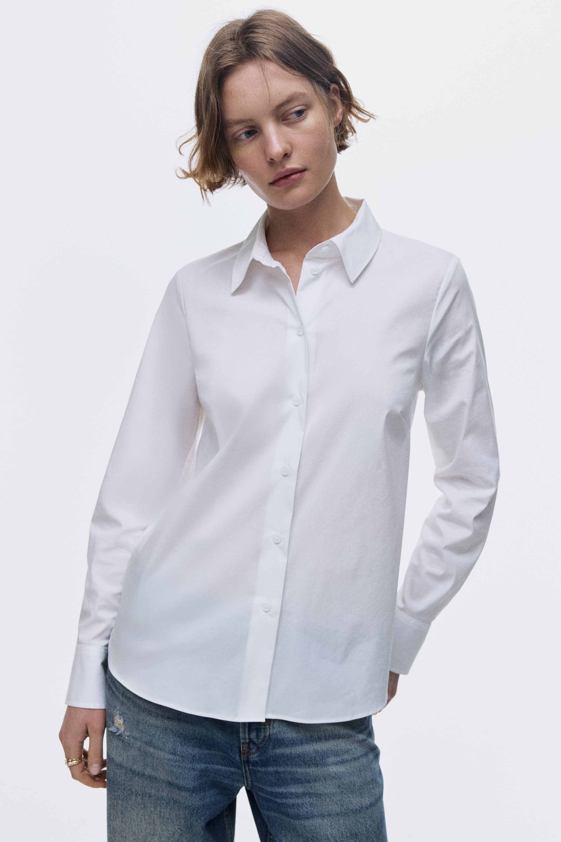 Cotton-Blend Shirt - White