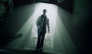 Alan Wake enters a spooky cabin