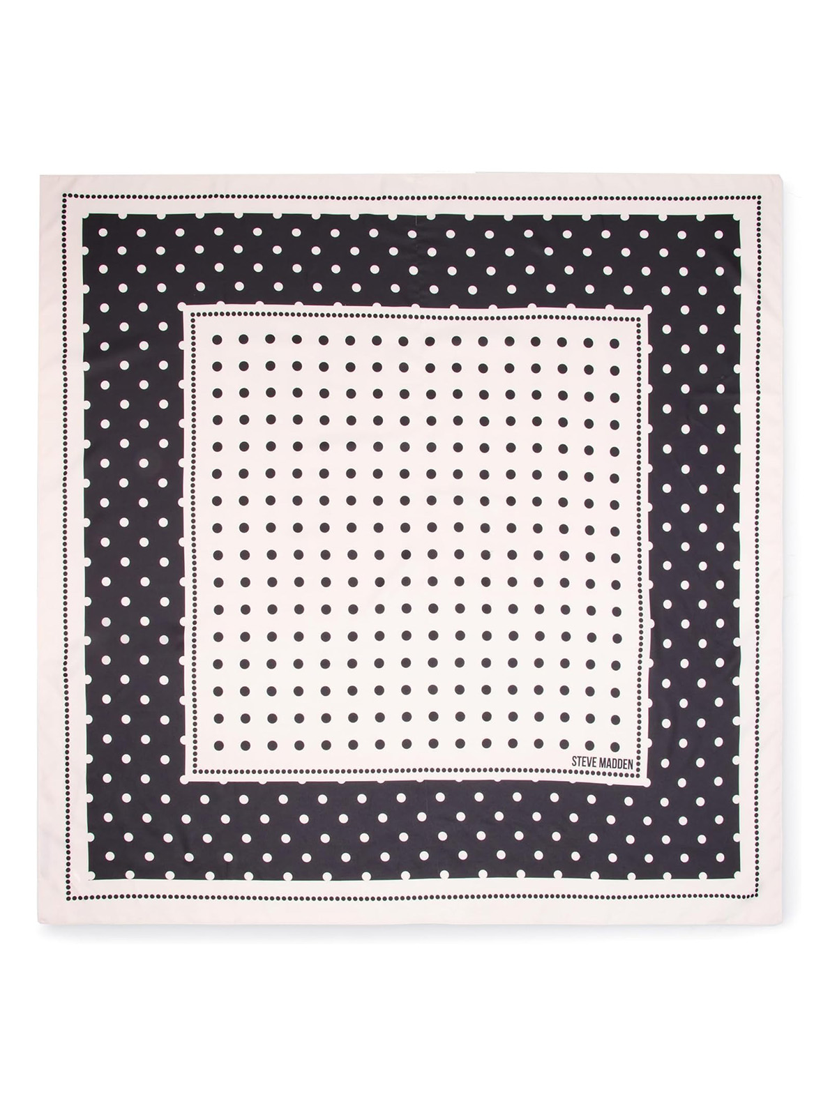 Steve Madden Alyse Satin Square Scarf, Black Polka Dot