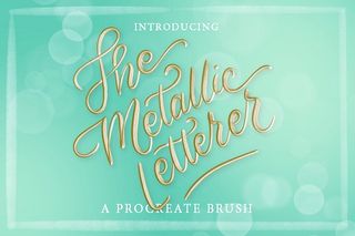 The Metallic Letterer Procreate brush offers a variety of lettering styles