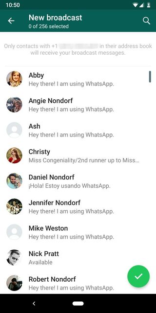 WhatsApp broadcast feature