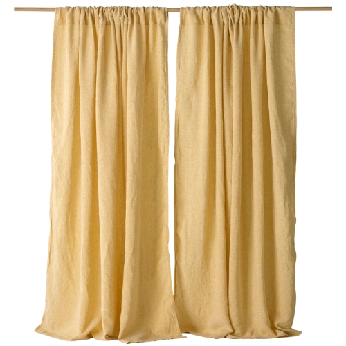 Secret Linen Store, Buttercup 100% Linen Loop Top Curtain (single)