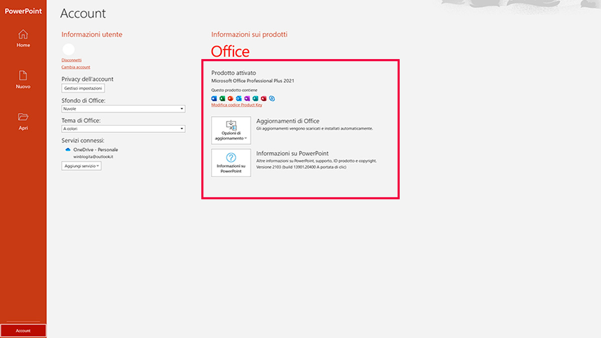 Attivazione Office 2021