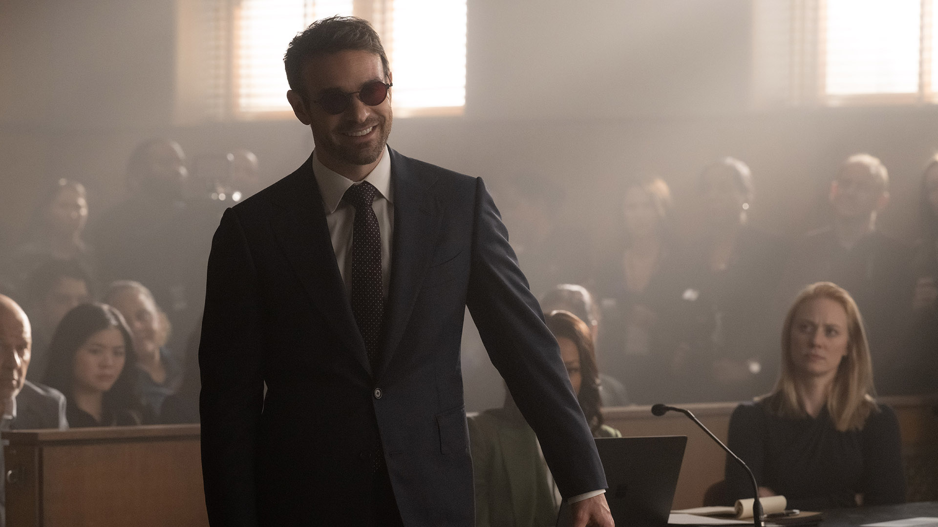 Matt Murdock smiling in a court room in Daredevil: Born Again season 2