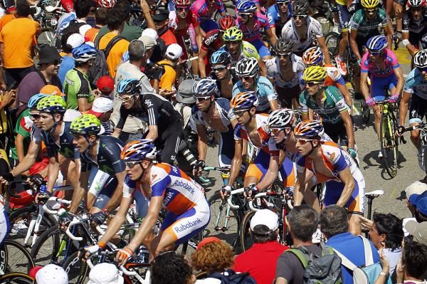 The peloton gets underway