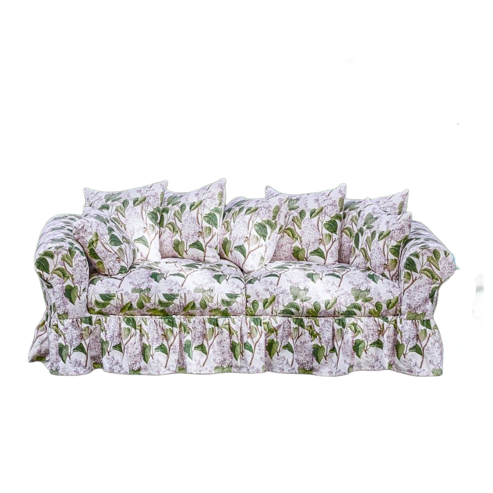 Greenrow Charley ruffle slipcovered sofa