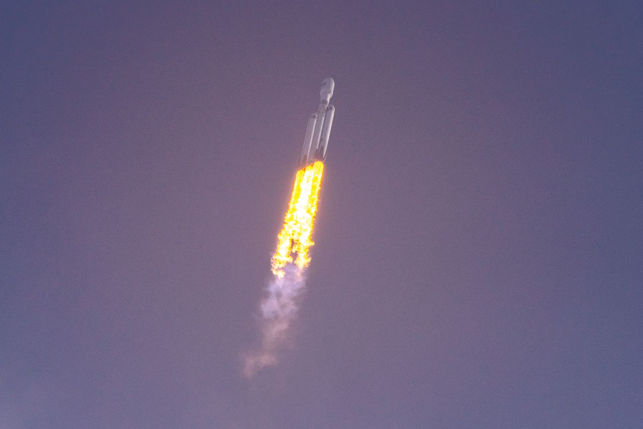 SpaceX's Falcon Heavy climbs into the sky on the USSF-44 mission for the U.S. Space Force on Nov. 1, 2022.