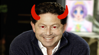 One of several defaced photos of Bobby Kotick with devil horns that have circulated the internet.