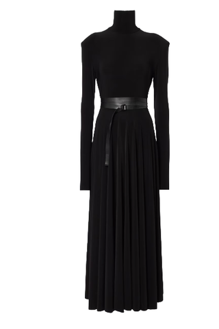 Norma Kamali Belted Turtleneck Midi Dress