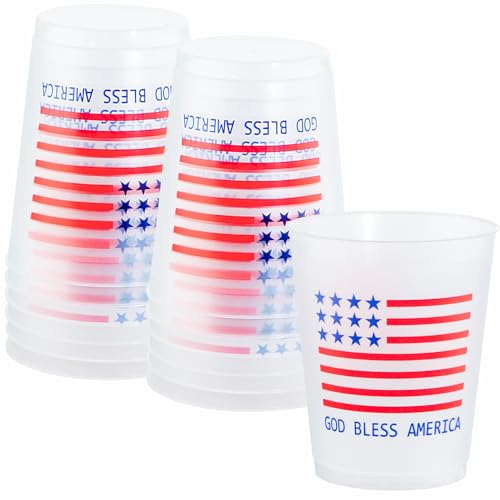 Liacere 16 Pcs Independence Plastic Cups 16 Oz Flag Cups-Summer Cups - Independence Day Disposable Cups Perfect for Parties & Picnics & 4th of July & Independence Day
