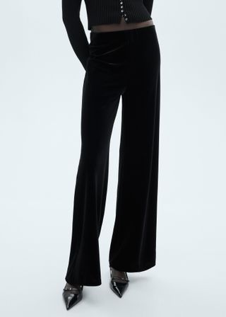 Velvet Wideleg Pants - Women | Mango Usa