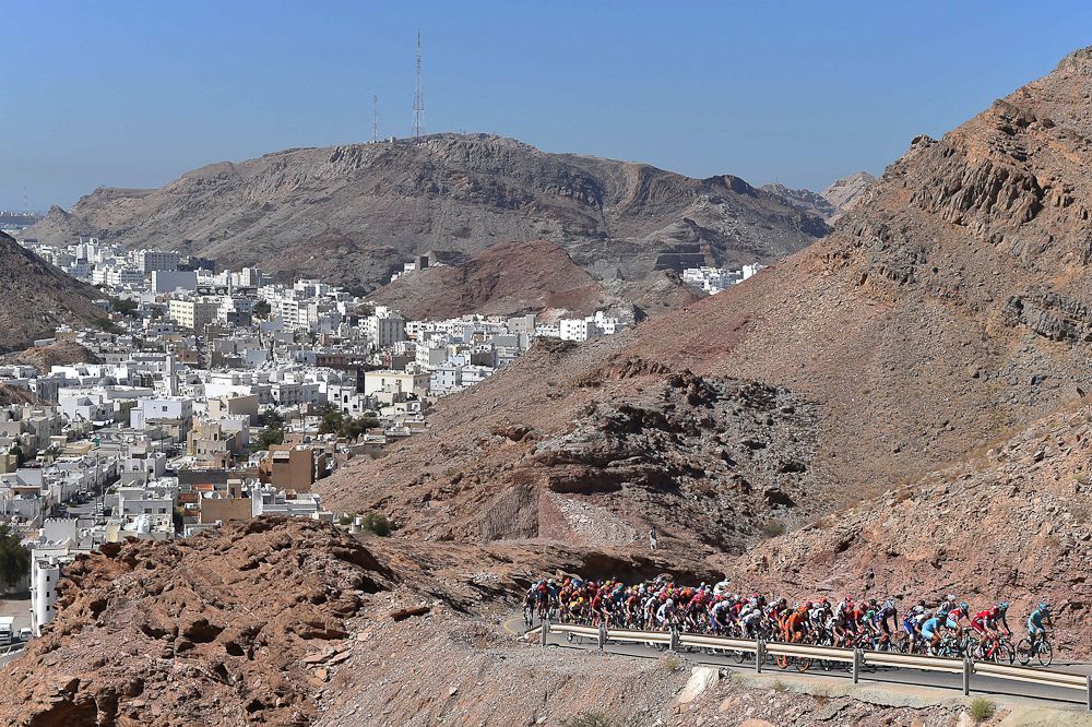 The peloton in action during Oman's final stage.