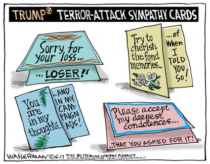 Political cartoon World Trump terror attacks London