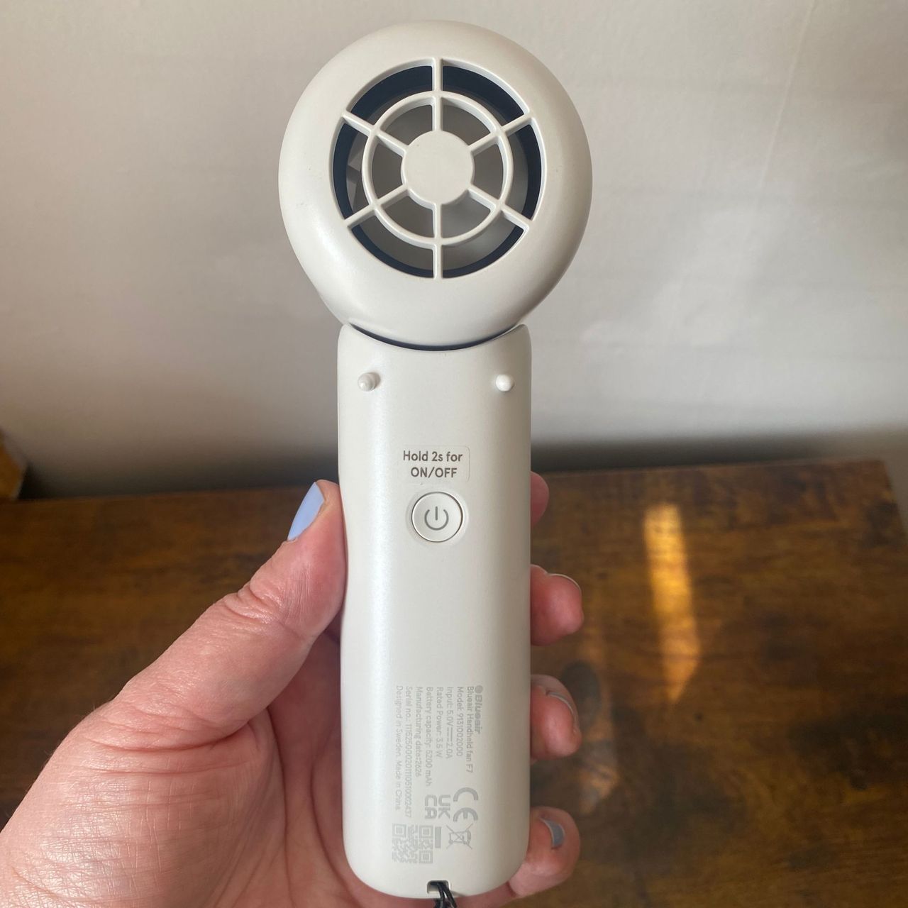 Rear view of the Blueair AlwaysCool Portable Handheld Fan