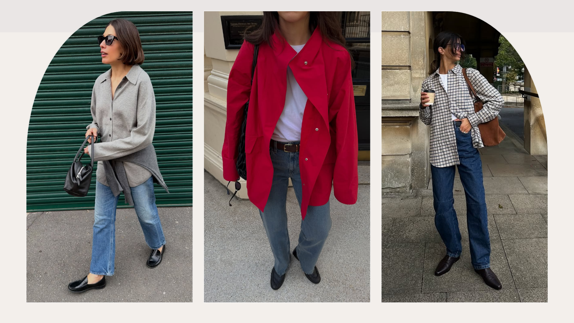 Influencers Francesca Saffari, Lucy Alston and Santina Harrison wearing straight-leg jeans. 