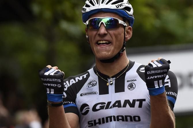Marcel Kittel (Giant-Shimano) celebrates his stage 3 victory in London