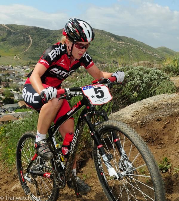 Chloe Forsman (BMC) rides in sixth postion