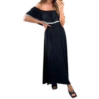 black dress with white trim