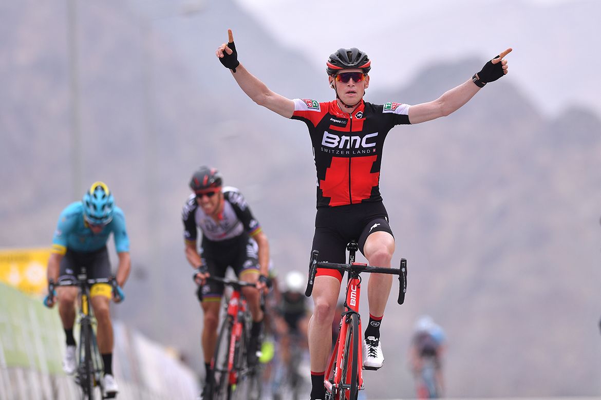 Ben Hermans celebrates his Tour of Oman stage 2 victory