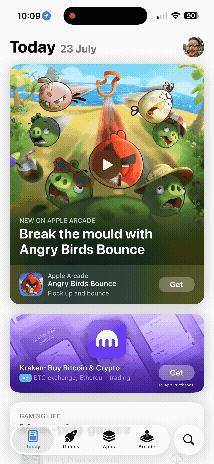 iOS 26 beta 4 App Store, demonstrating liquid glass effect