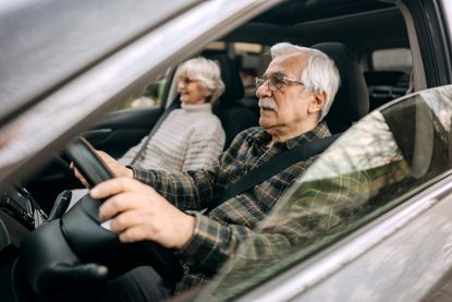 Older couple on a road trip