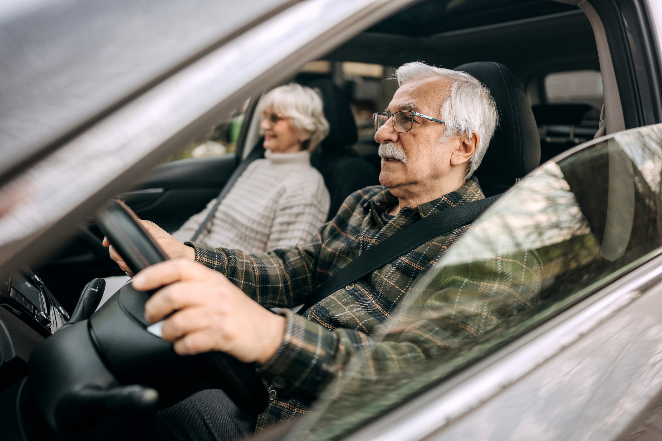 Older couple on a road trip