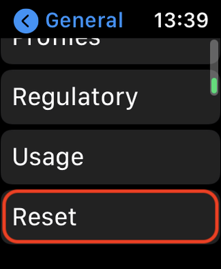 How to erase all data on Apple Watch - tap reset