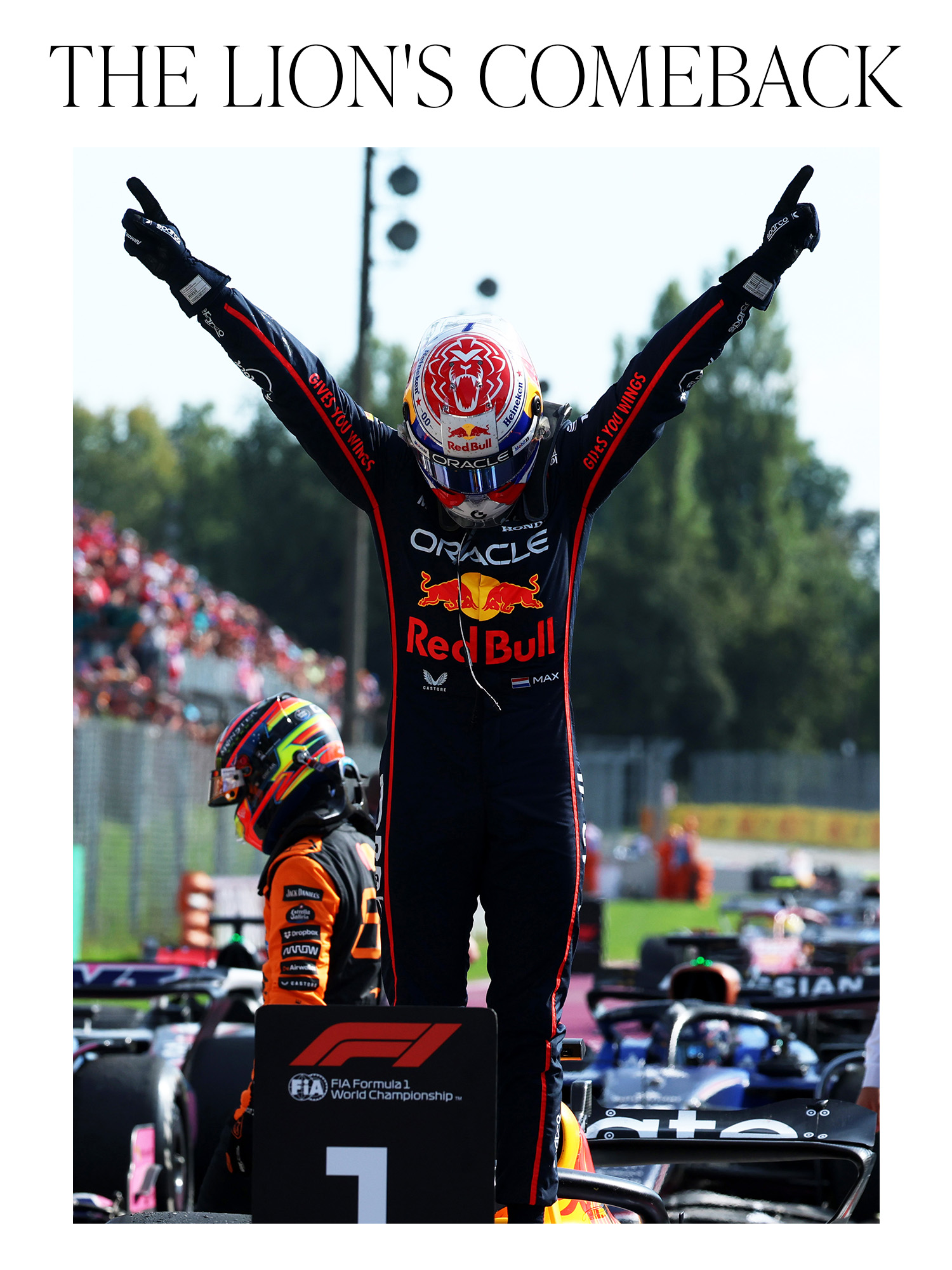 MONZA, ITALY - SEPTEMBER 07: Race winner Max Verstappen of the Netherlands and Oracle Red Bull Racing celebrates on arrival in parc ferme during the F1 Grand Prix of Italy at Autodromo Nazionale Monza on September 07, 2025 in Monza, Italy.