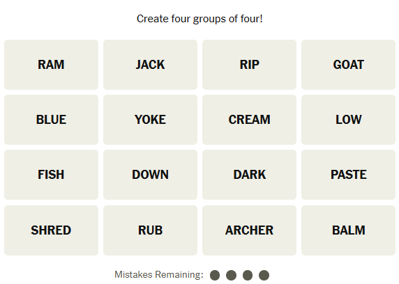 The New York Times Connections puzzle on April 9, 2026