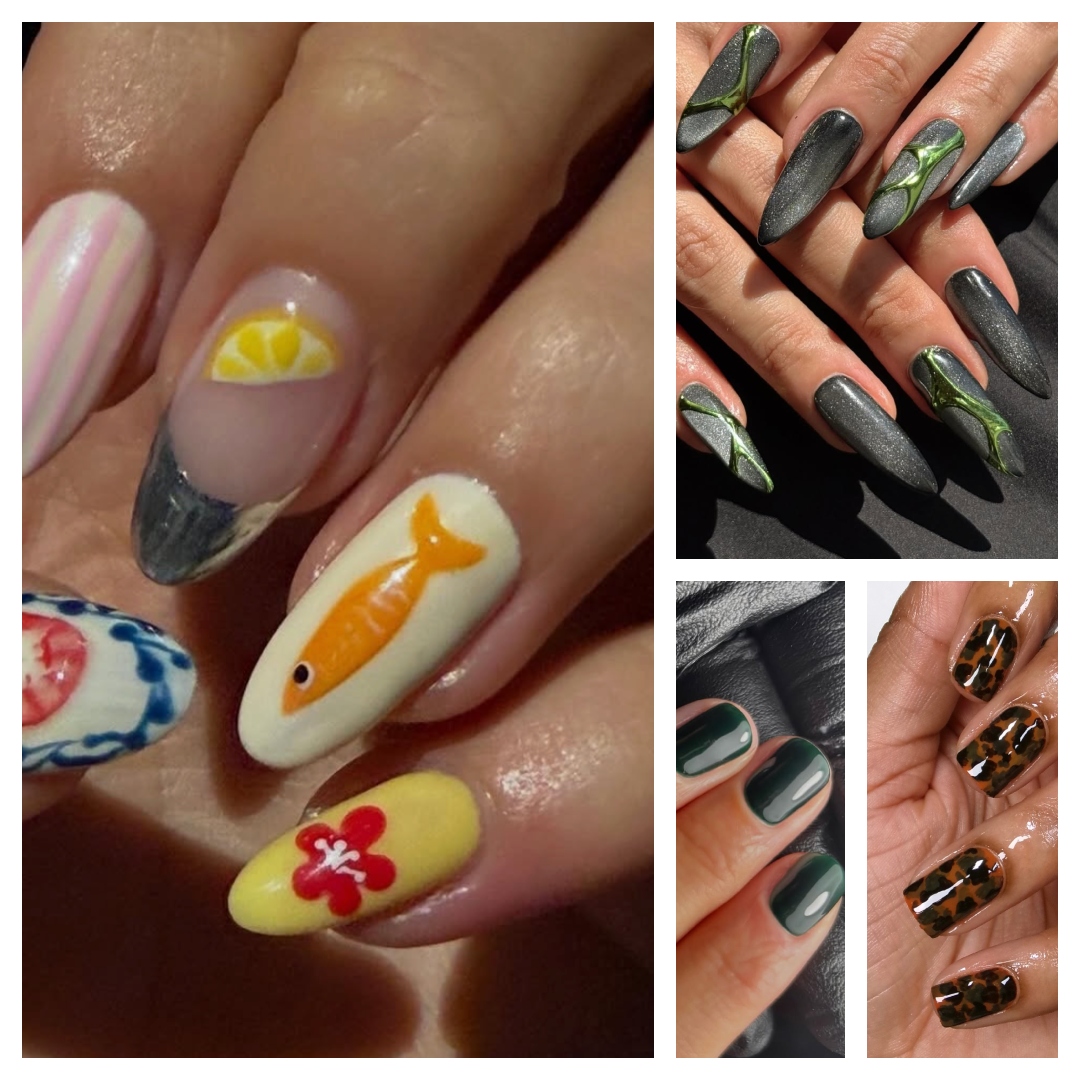 collage of the best nail designs of the week