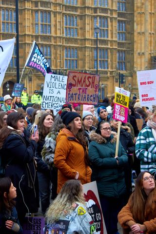 Protesters at the London Women's March