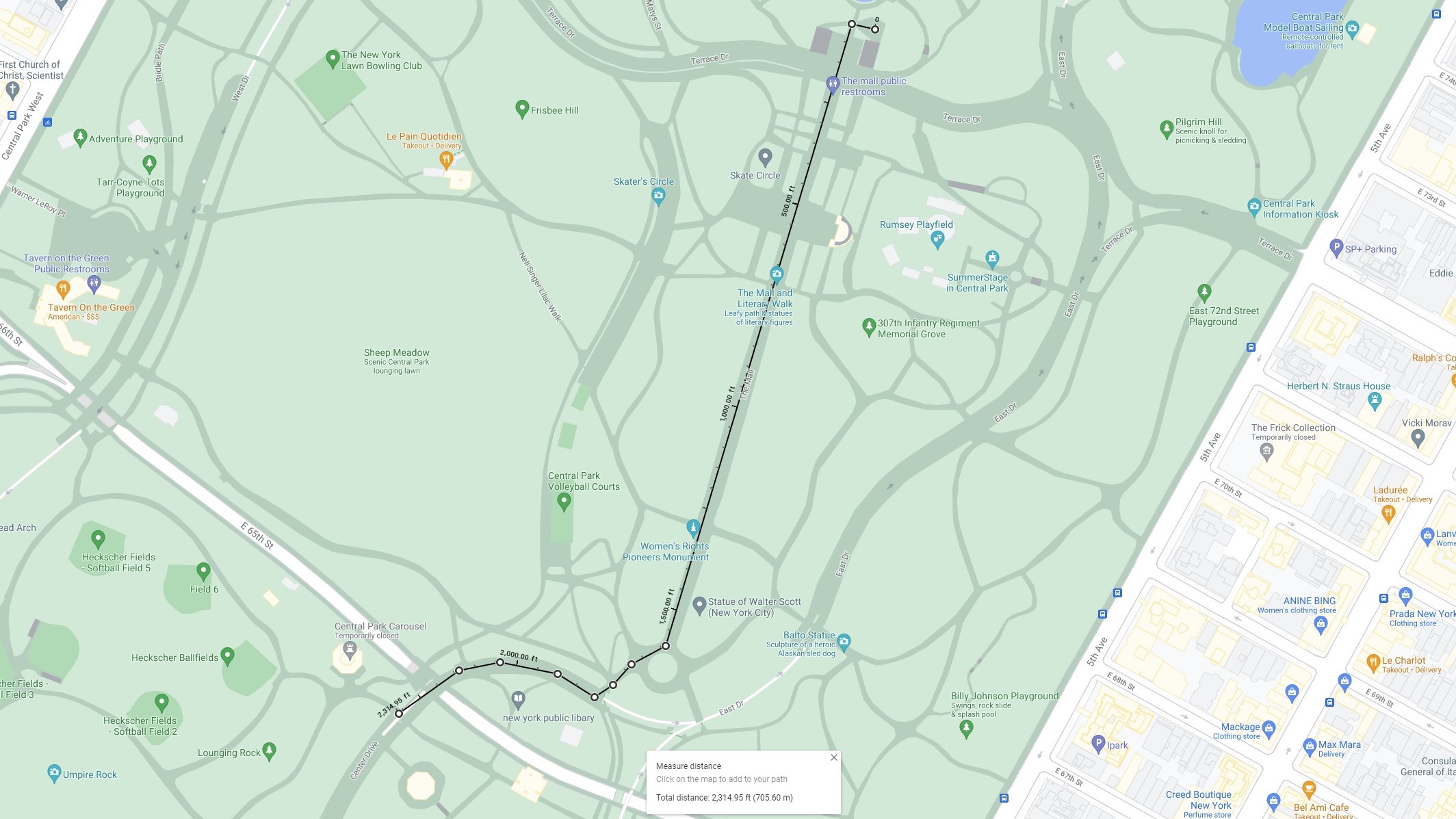 How to measure distance with Google Maps on PC step 3: Click and drag the black line to adjust the route