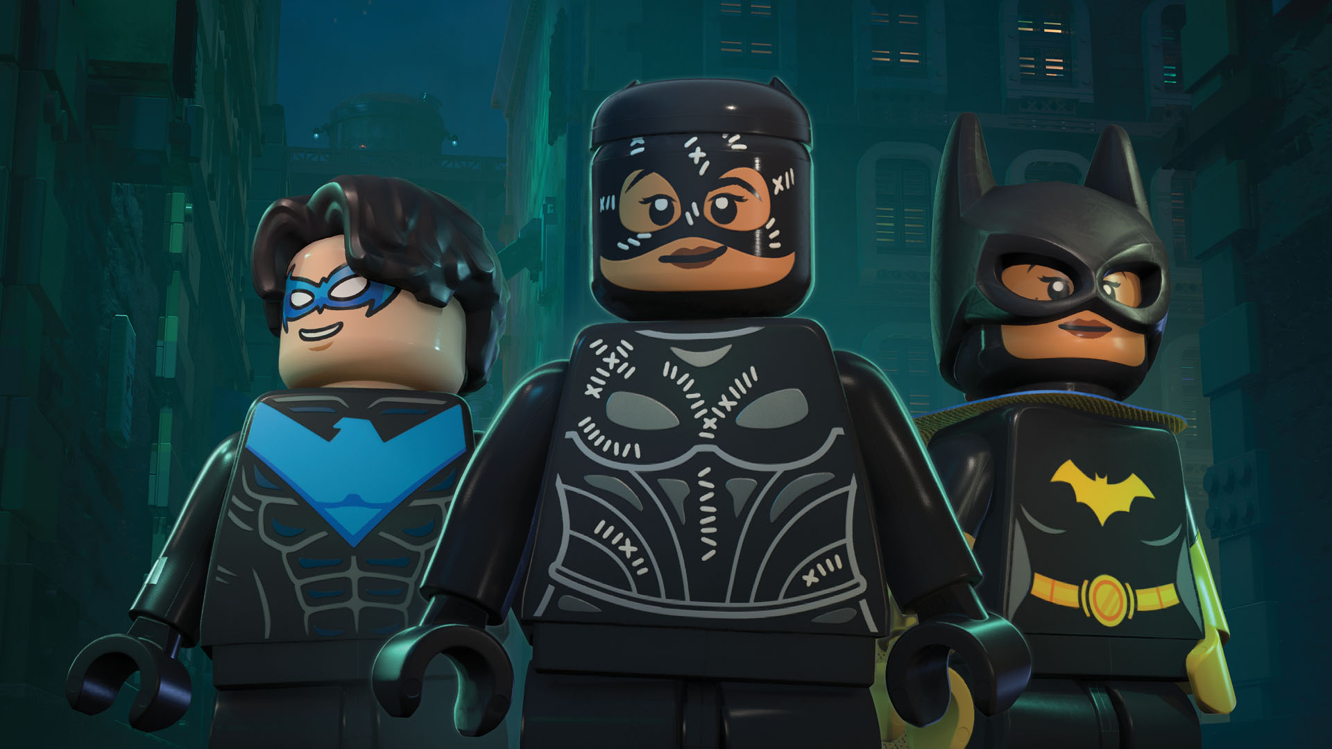 Nightwing, Catwoman, and Batgirl in Lego Batman: Legacy of the Dark Knight
