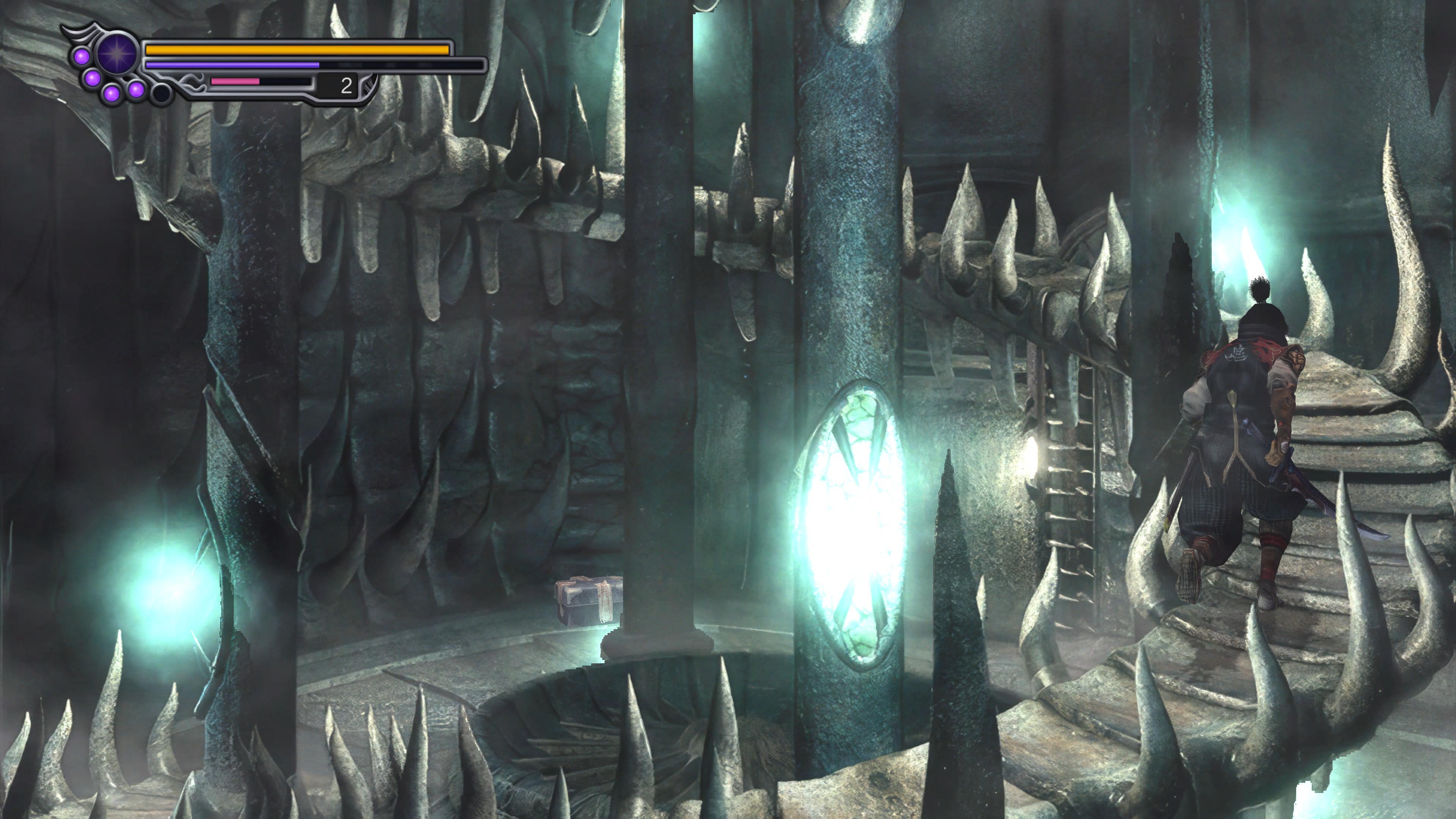 Jubei ascends a skeletal evil staircase in Onimusha 2: Samurai's Destiny remastered