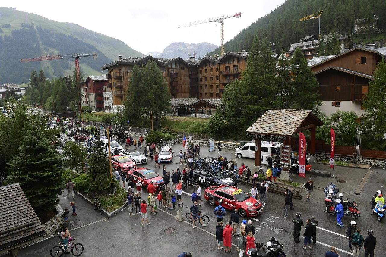 The scene when the Tour de France was stopped