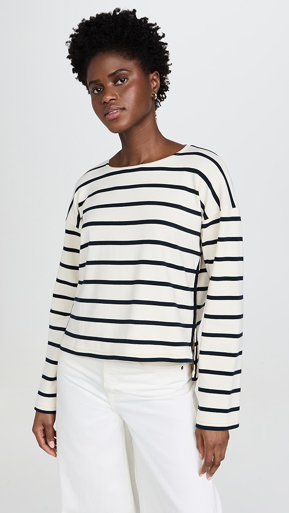 Breton Long Sleeve Tee - Ecru/navy