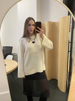 Anna LaPlaca wearing a Jenni Kayne cashmere sweater.