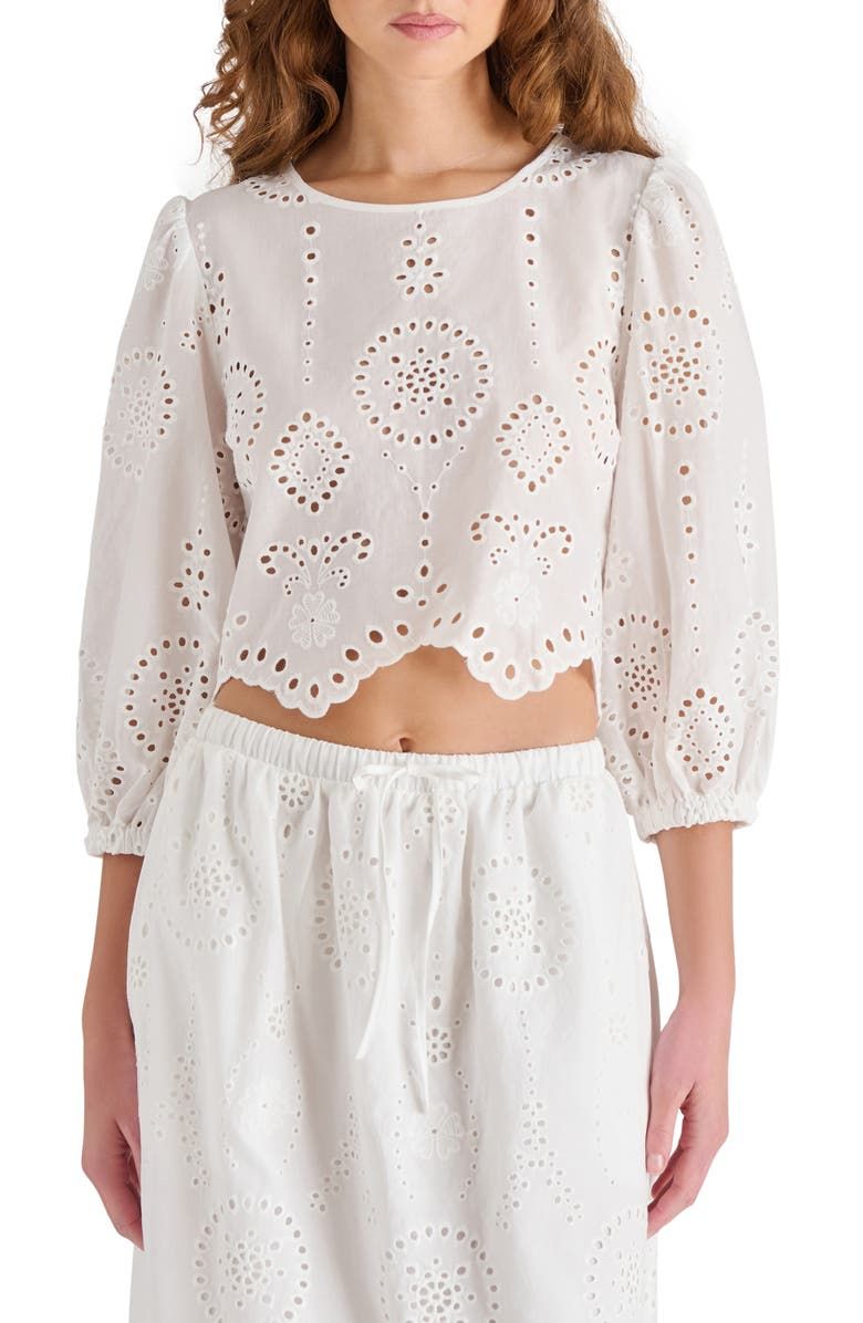 Meera Eyelet Embroidered Cotton Crop Top