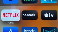 Netflix, Peacock and Apple TV Plus logos on a screen